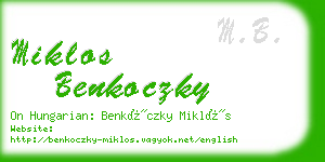 miklos benkoczky business card